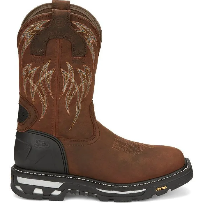 Justin Men's Frontline Hiviz 11" WP Western Work Boot -Brown- CR2151