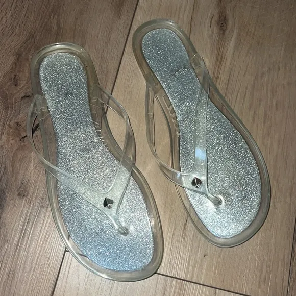 Kate Spade Clear Glitter Sandals