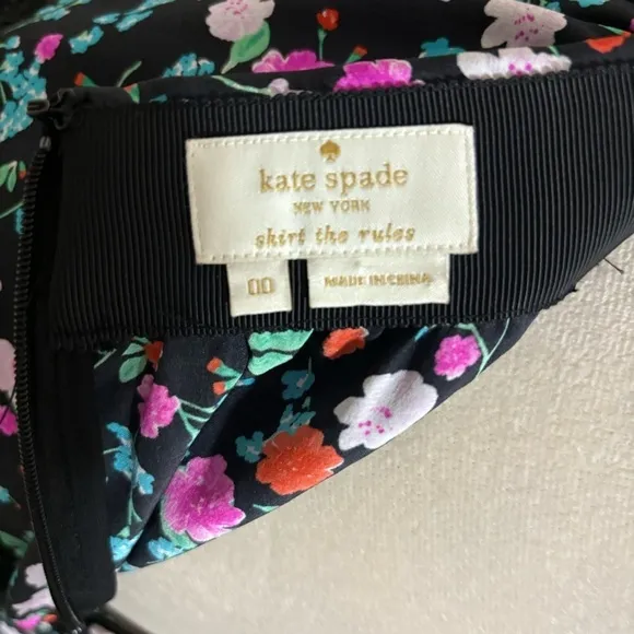 Kate Spade New York Greenhouse Lace Inset Floral A-Line Silk Skirt Size 00