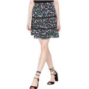Kate Spade New York Greenhouse Lace Inset Floral A-Line Silk Skirt Size 00