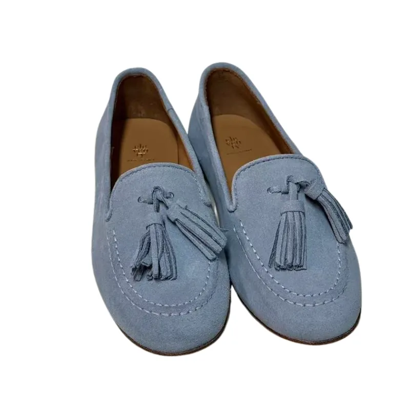 Kids | Eleventy Suede Tassel Loafers (Light Blue)
