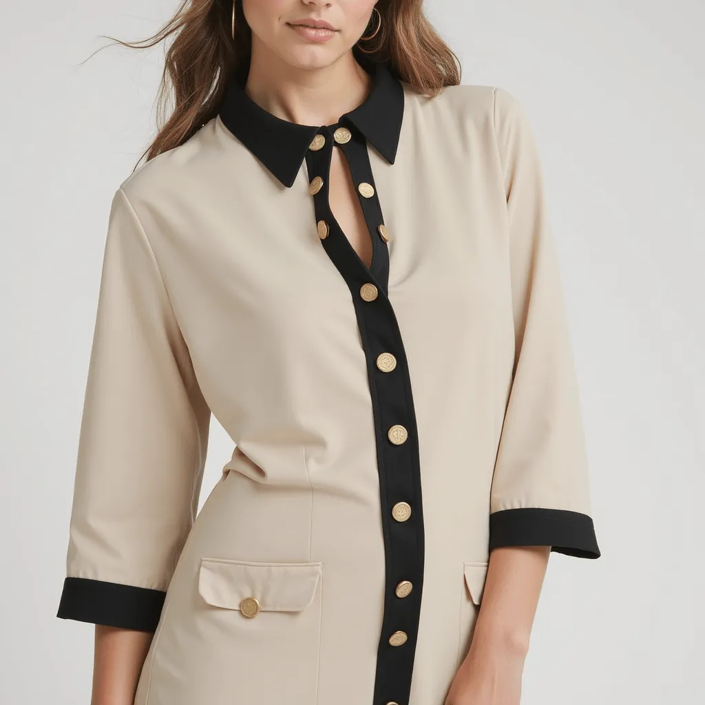 Knit Dress – Button Front – Elegant Minimalist Style