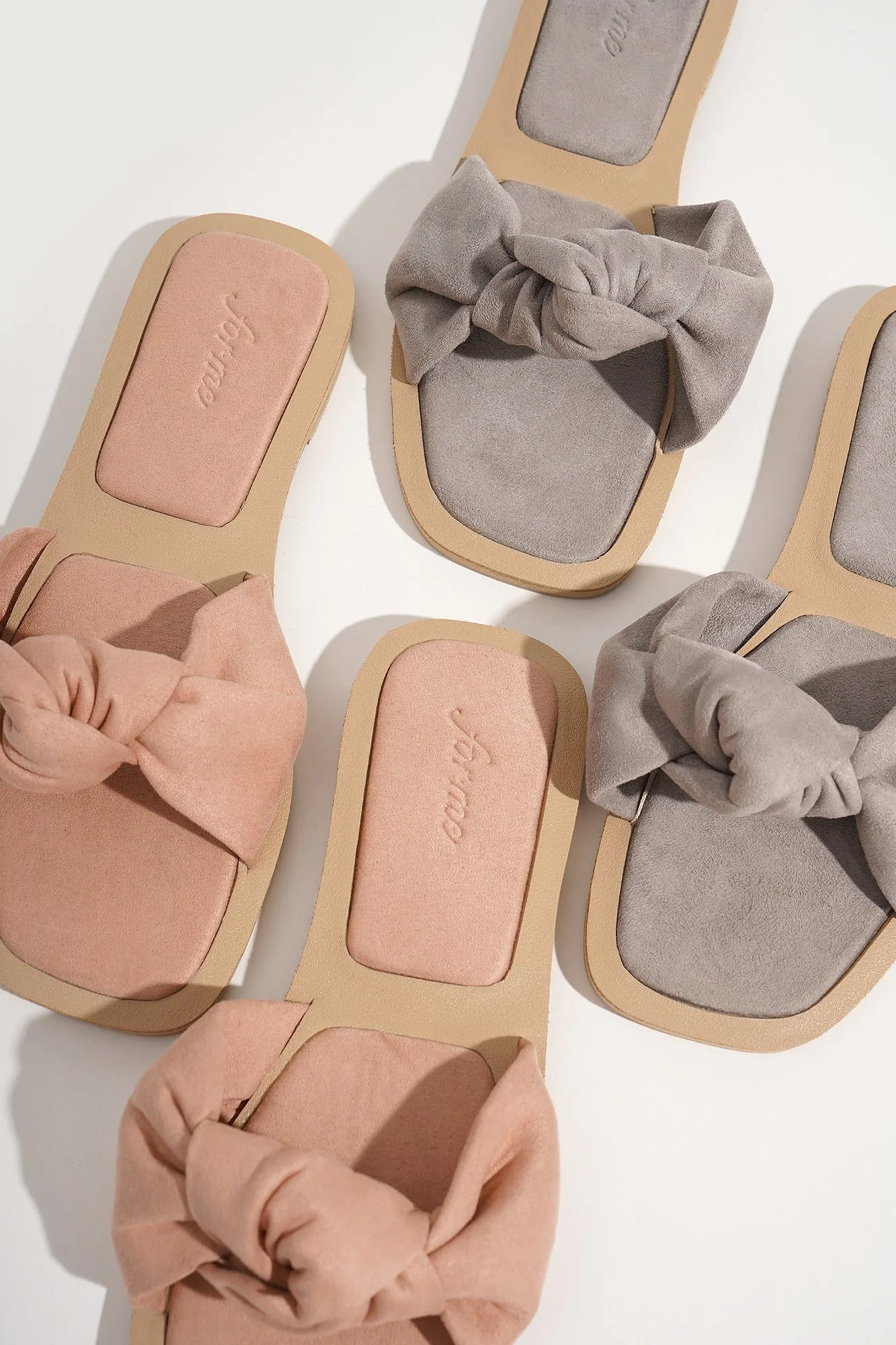 Knot Strap Suede Square Toe Padded Sandals
