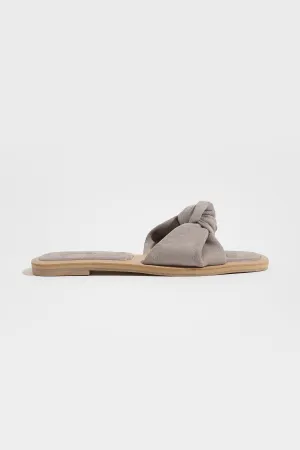Knot Strap Suede Square Toe Padded Sandals