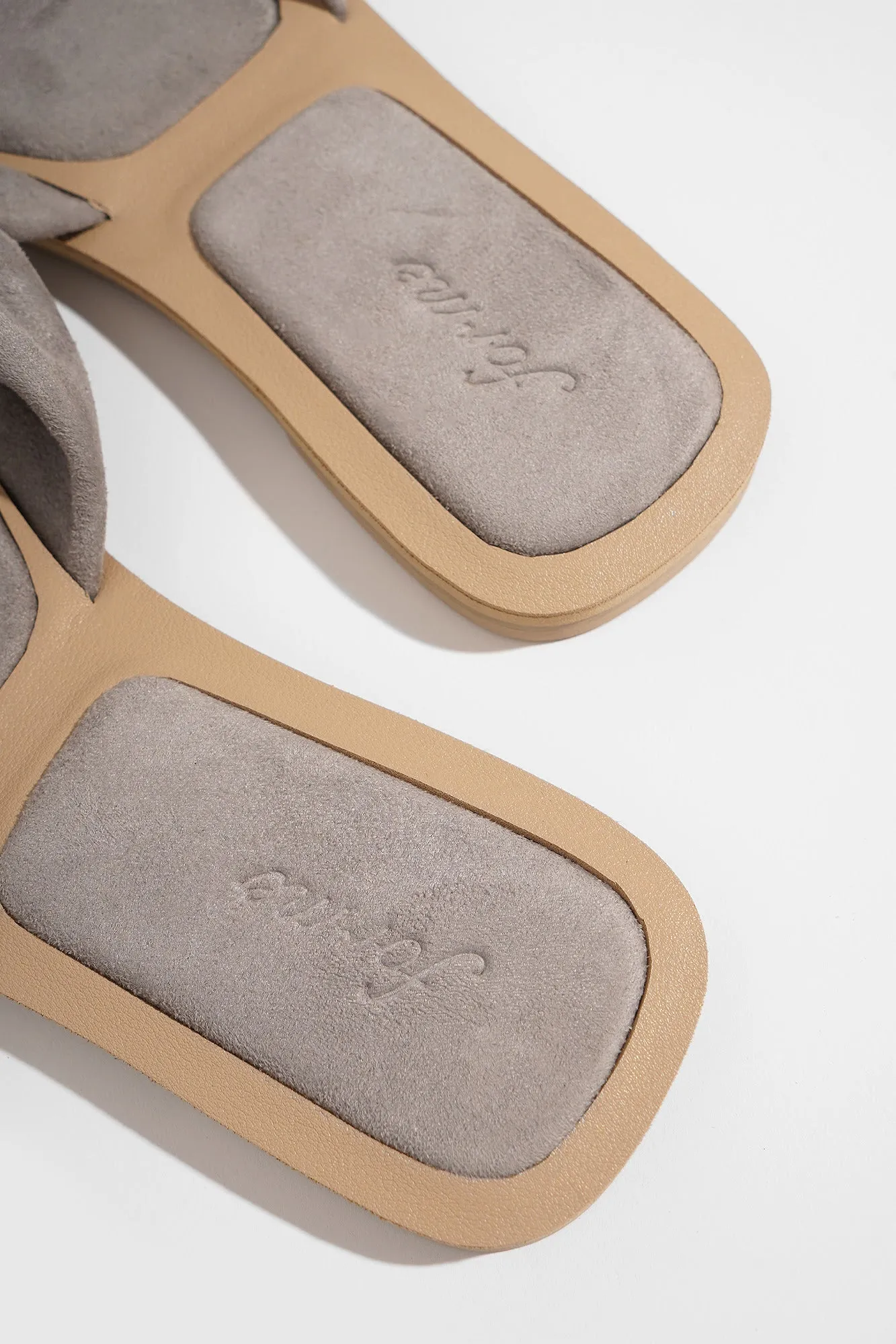 Knot Strap Suede Square Toe Padded Sandals