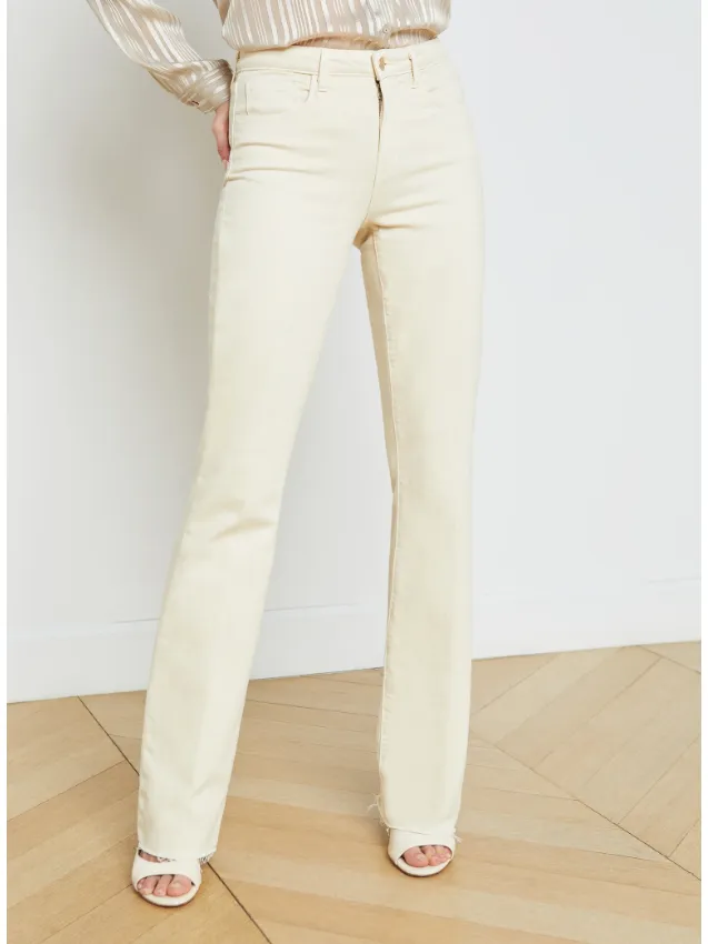 L'Agence Ruth Hi-Rise Straight Leg Jean in Creme Brulee