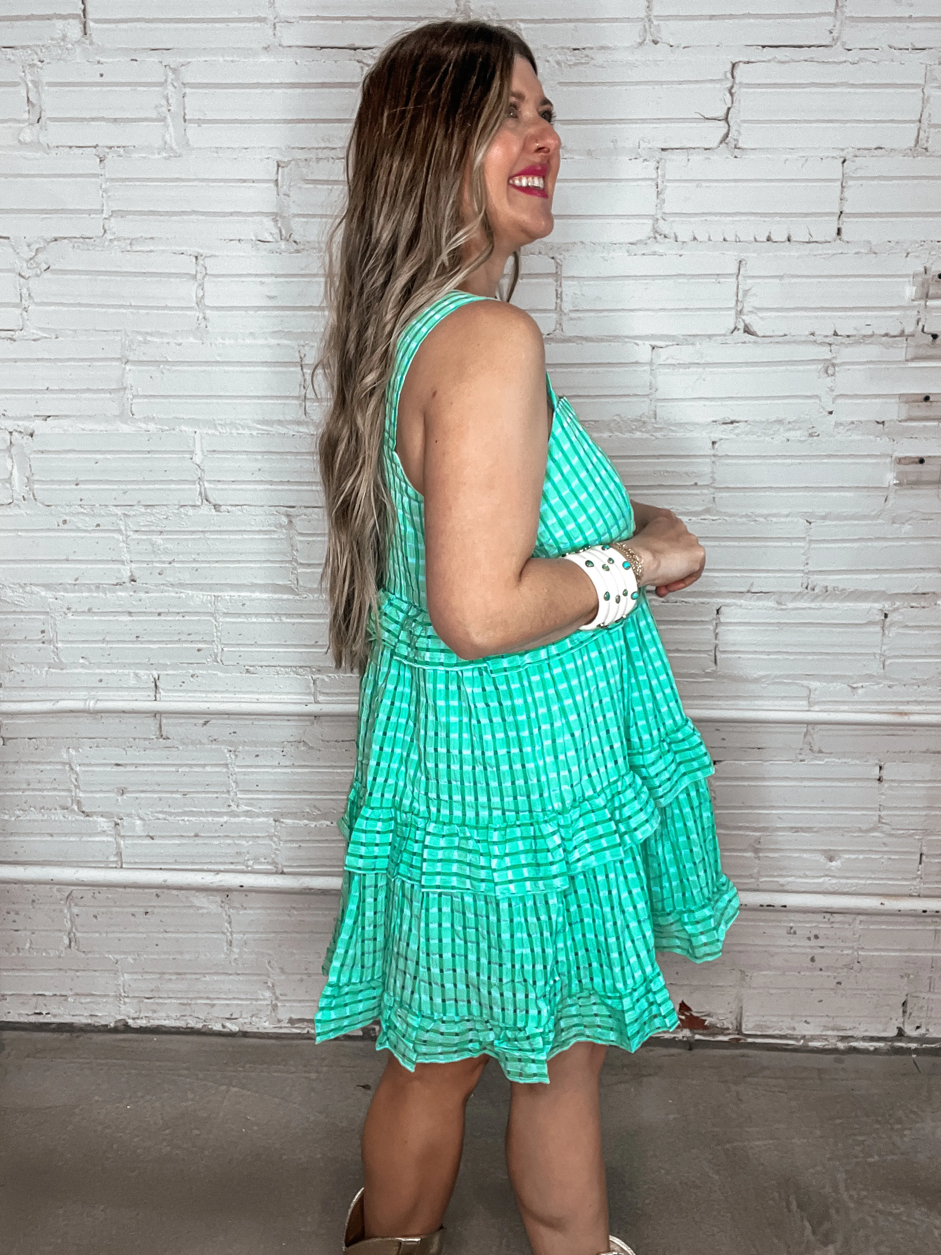 Lemongrass Gingham Mini Dress