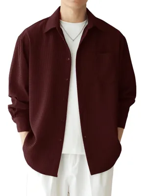 Leriya Fashion Textured Shirts for Men || Casual Shirt for Men || Shirt for Men|| Men Stylish Shirt || Men Fancy Shirt || Men Full Sleeve Shirt || Plain Shirts for Men (Small, Maroon)