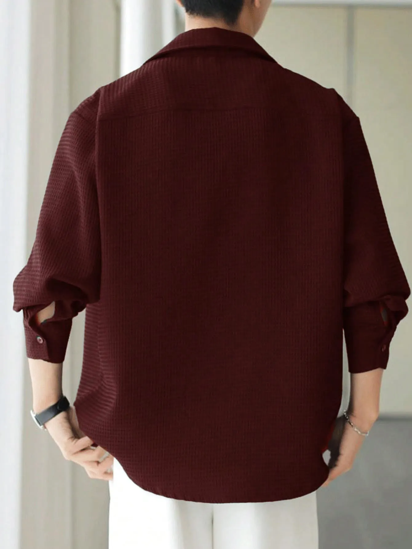 Leriya Fashion Textured Shirts for Men || Casual Shirt for Men || Shirt for Men|| Men Stylish Shirt || Men Fancy Shirt || Men Full Sleeve Shirt || Plain Shirts for Men (Small, Maroon)