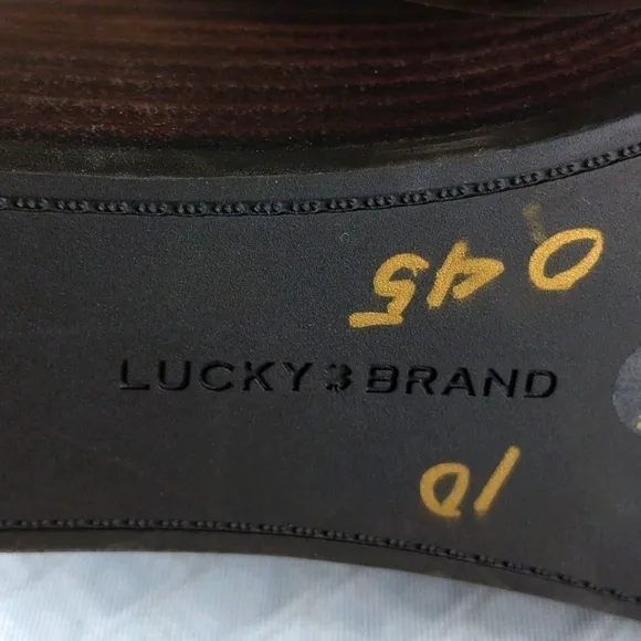 Lucky Brand Zorla Women's Black Wedge Ankle Boots 10 M Black brown heel