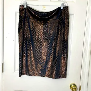 LulaRoe Copper Shiny Elastic Waist Skirt Size 3XL
