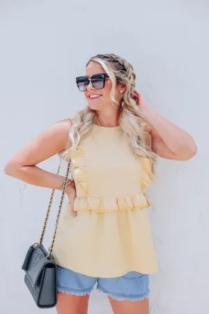 Mack Pinstrip Ruffle Tank Blouse