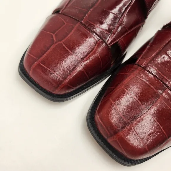 Marco Vicci dress sandals men's 11M red leather croc embossed cut out city monk