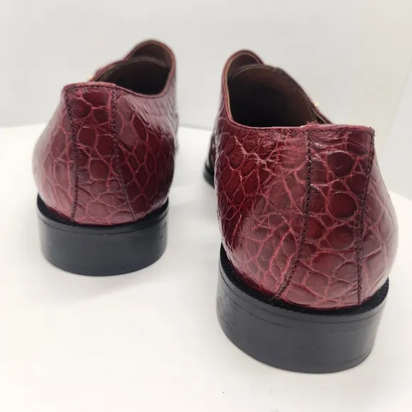 Marco Vicci dress sandals men's 11M red leather croc embossed cut out city monk