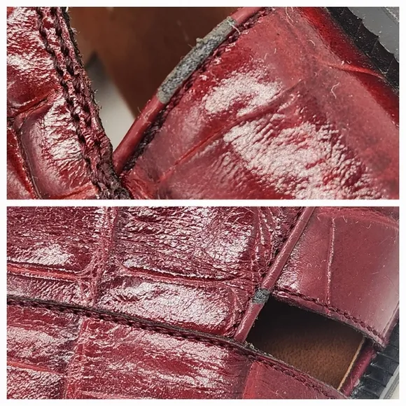Marco Vicci dress sandals men's 11M red leather croc embossed cut out city monk