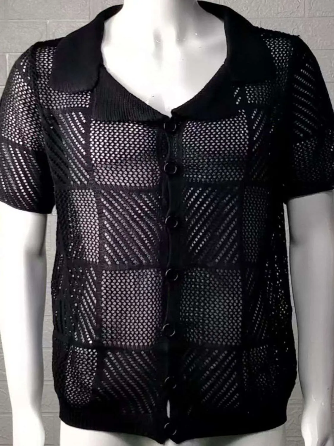 Men's Checkered Shirt - Button Down Eyelet Design