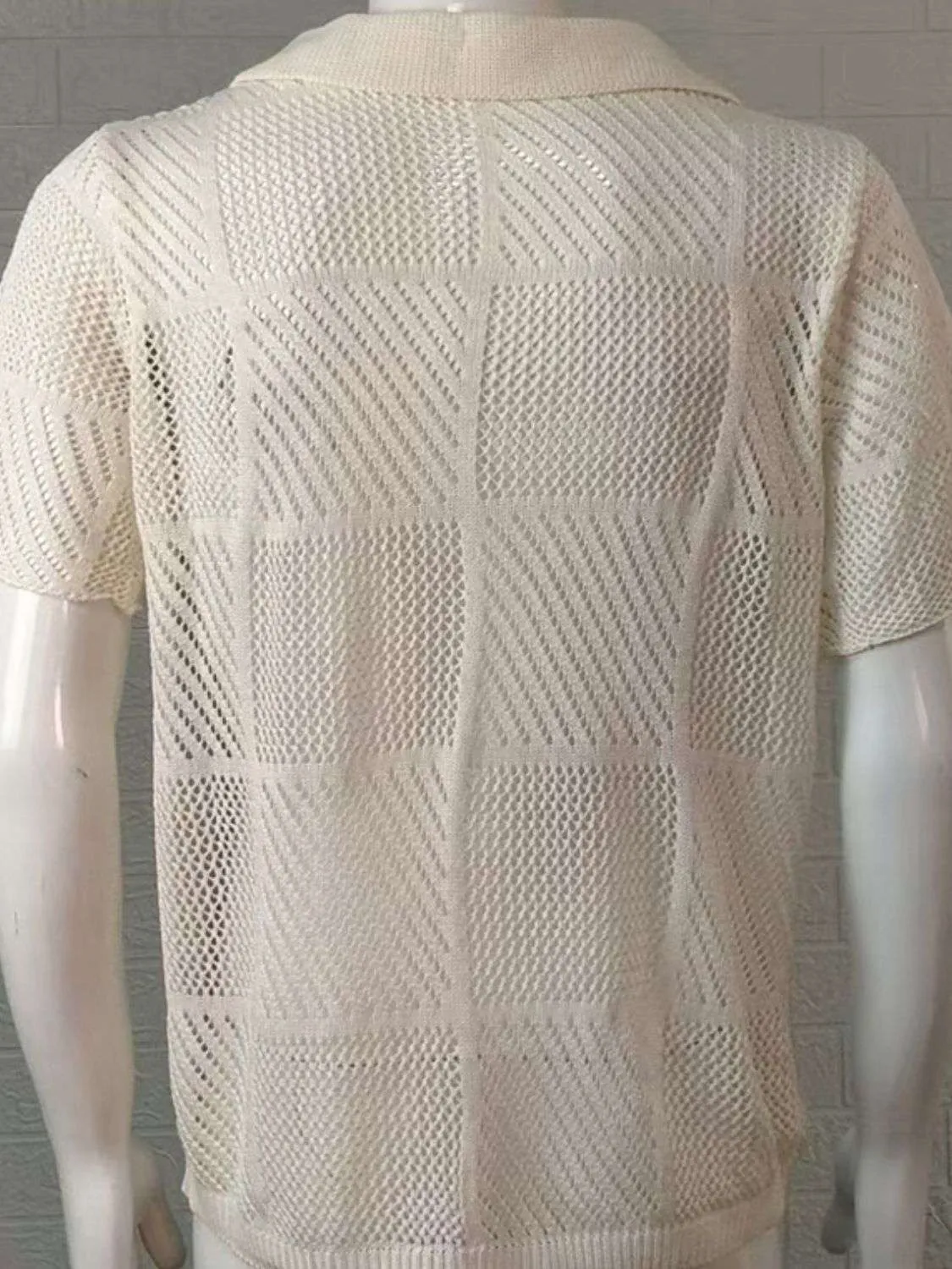 Men's Checkered Shirt - Button Down Eyelet Design