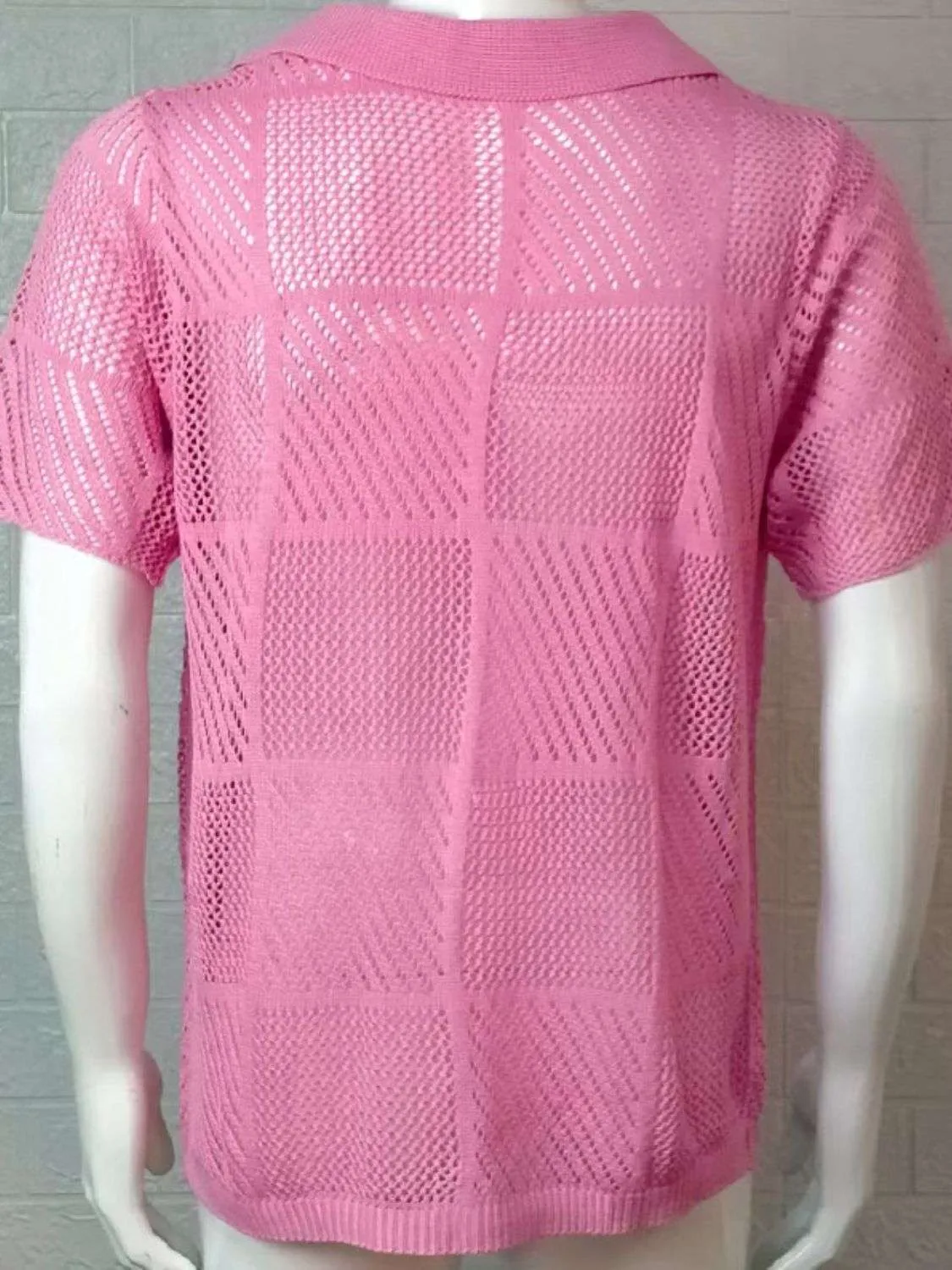 Men's Checkered Shirt - Button Down Eyelet Design