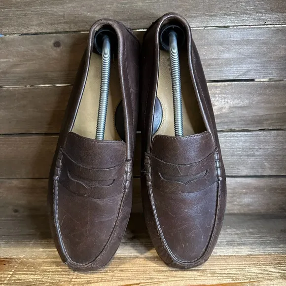 Mens Cole Haan Brown Leather Casual Comfort Driving Penny Loafers Shoes Size 11