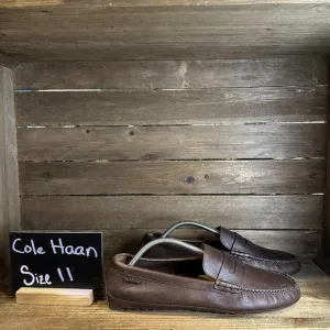 Mens Cole Haan Brown Leather Casual Comfort Driving Penny Loafers Shoes Size 11