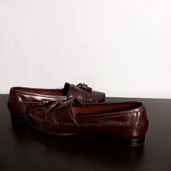 Men's G.H. Bass &amp; Co. Burgundy Leather Tassel and Kiltie Loafers, size 9 Red