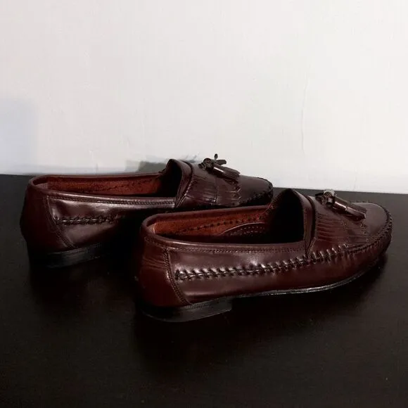 Men's G.H. Bass &amp; Co. Burgundy Leather Tassel and Kiltie Loafers, size 9 Red