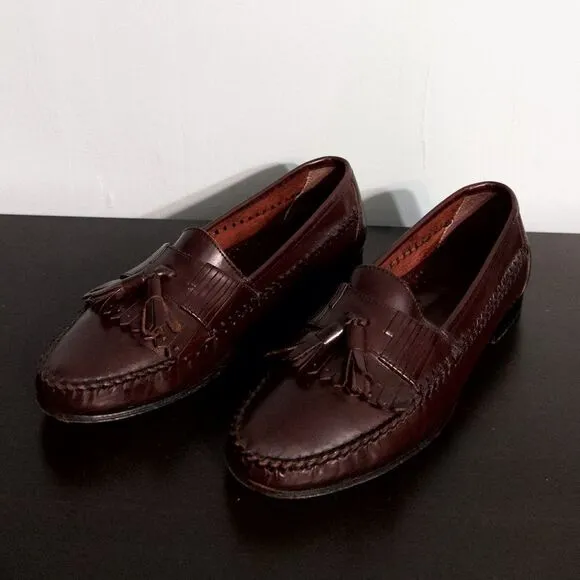 Men's G.H. Bass &amp; Co. Burgundy Leather Tassel and Kiltie Loafers, size 9 Red