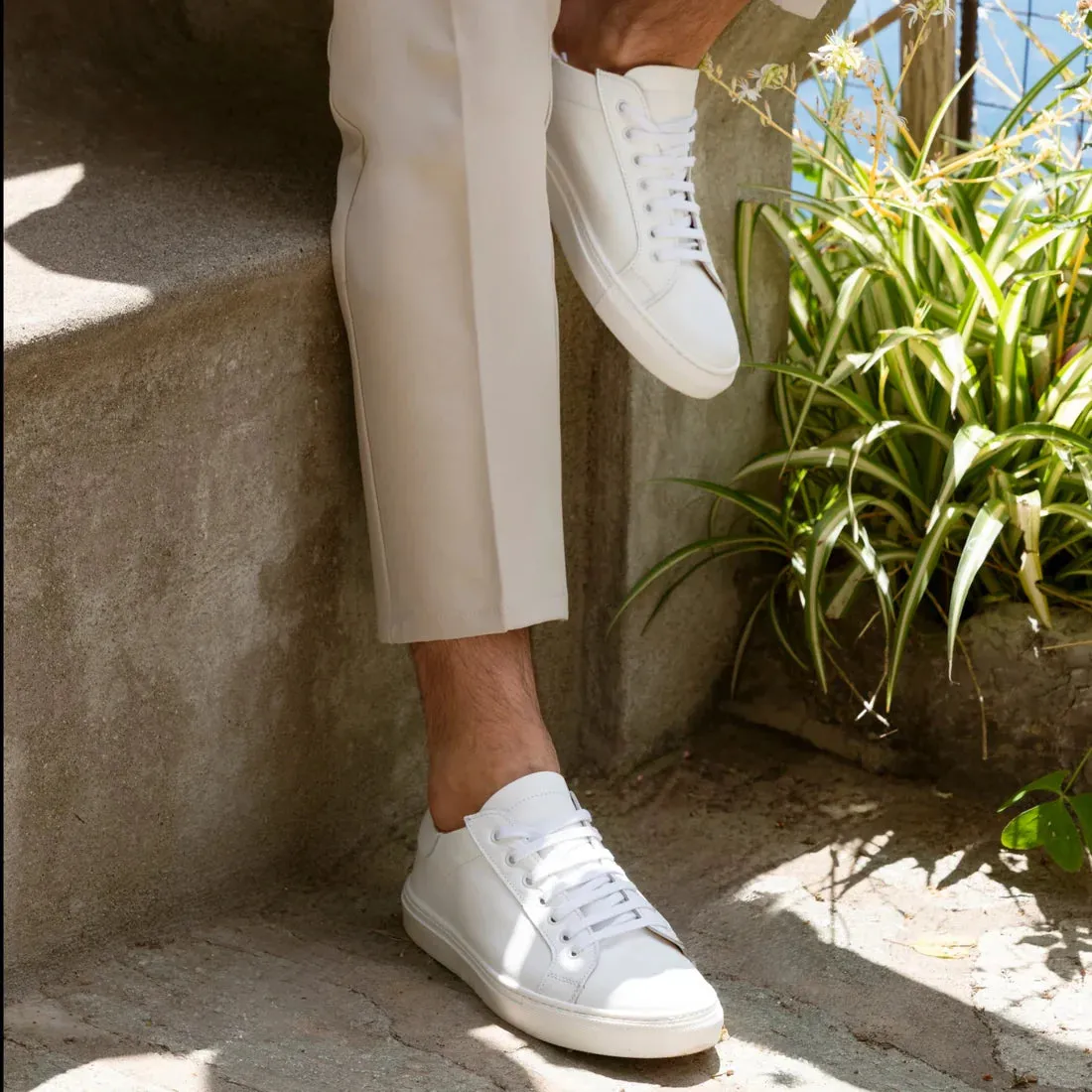 Men's Leather Sneakers - White