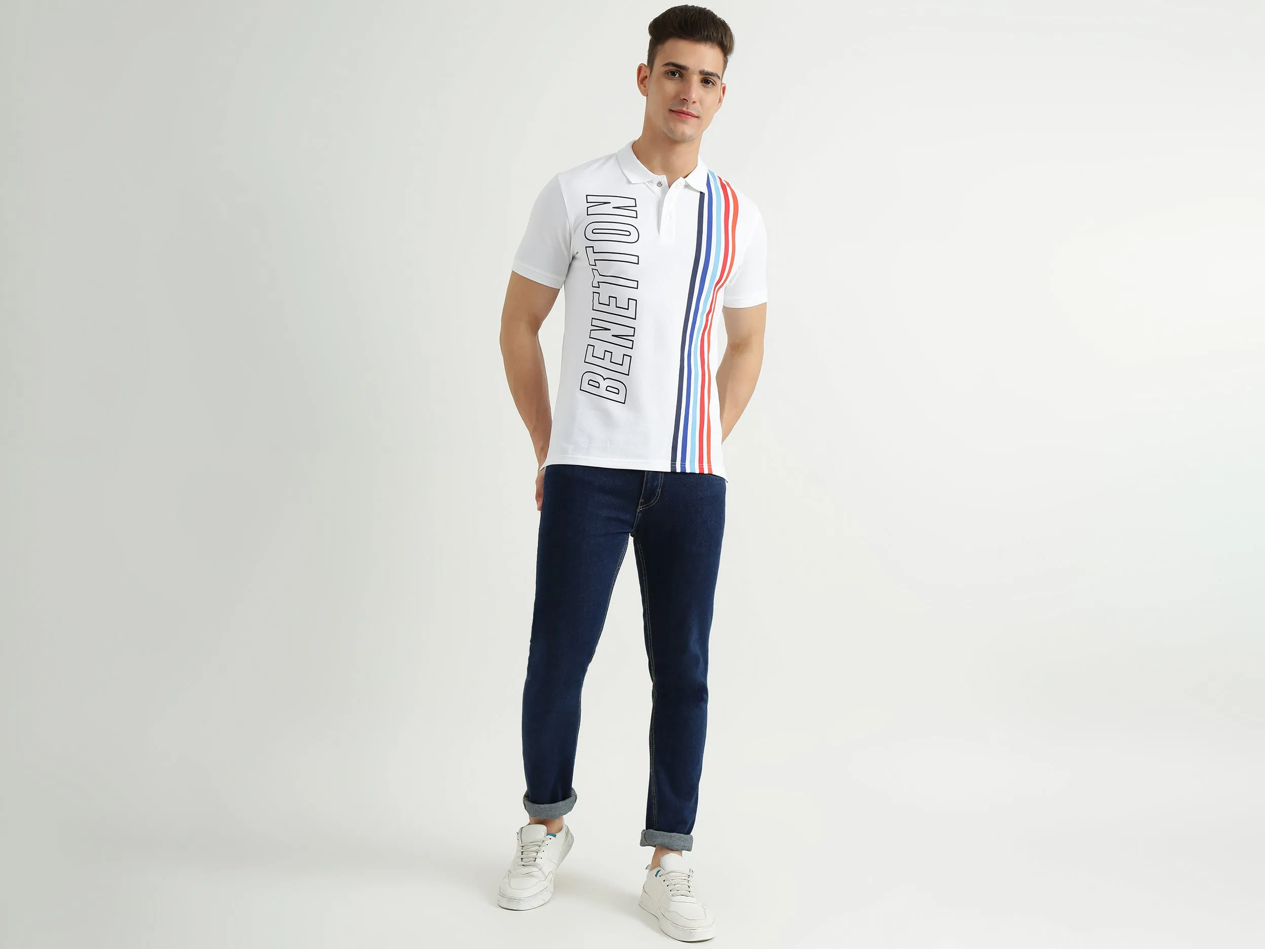 Mens Short Sleeve Stripe Polo