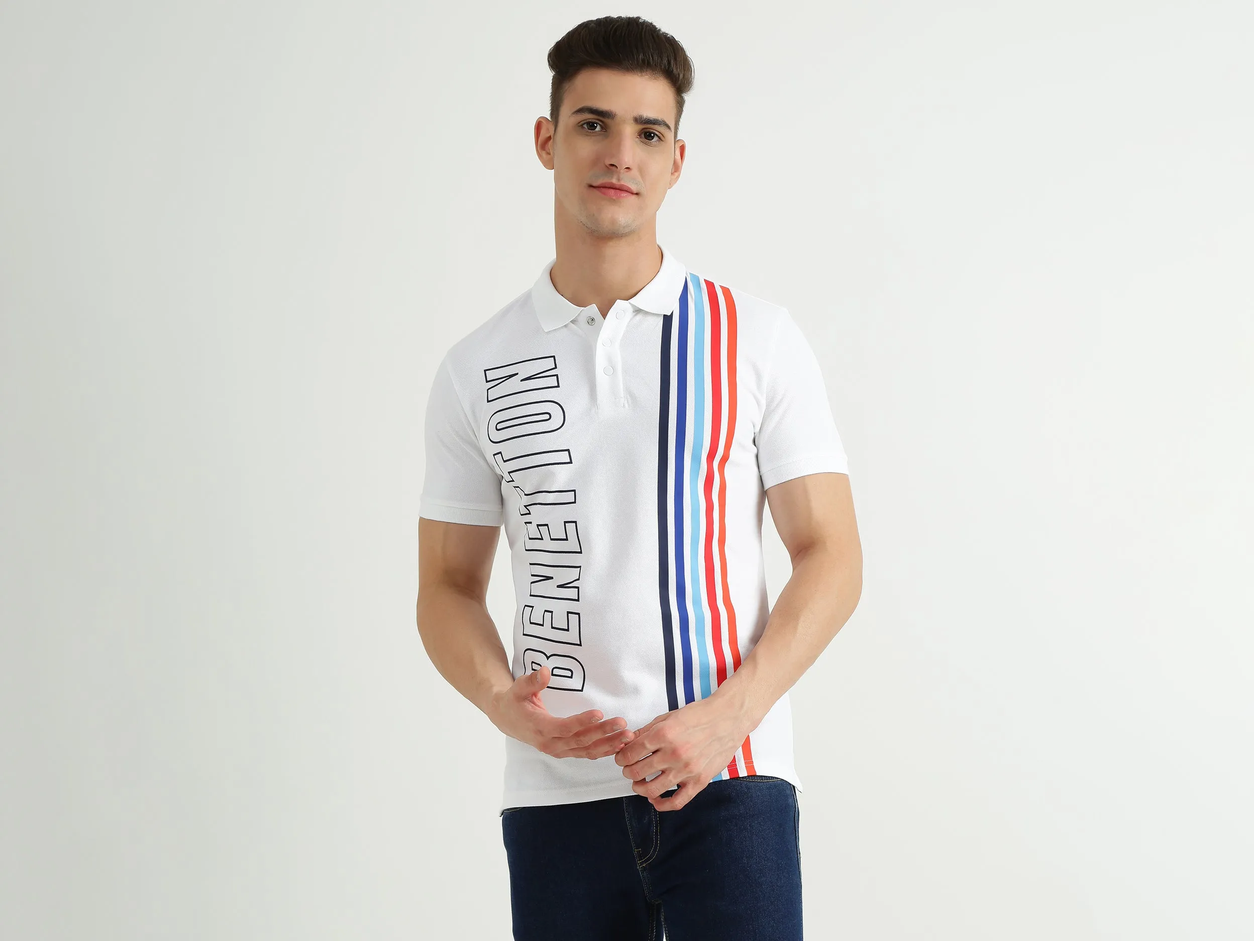 Mens Short Sleeve Stripe Polo