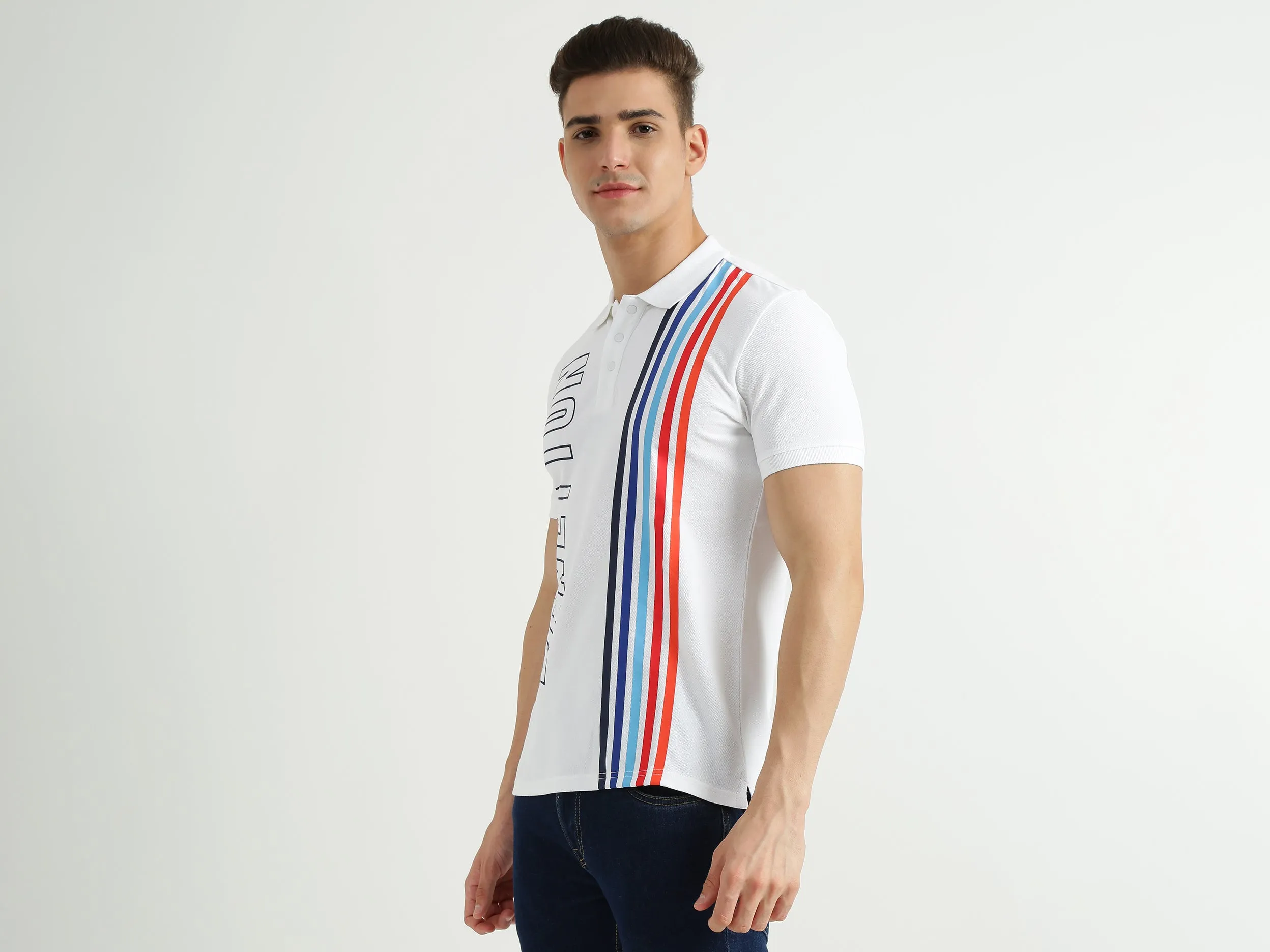 Mens Short Sleeve Stripe Polo