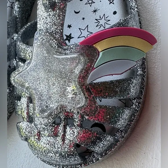 Mini Melissa Possession II Sandals - Silver Glitter size toddler 9 NWT