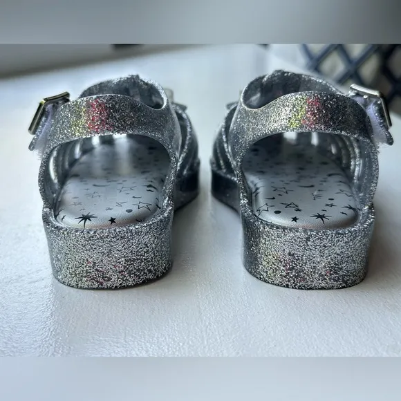 Mini Melissa Possession II Sandals - Silver Glitter size toddler 9 NWT