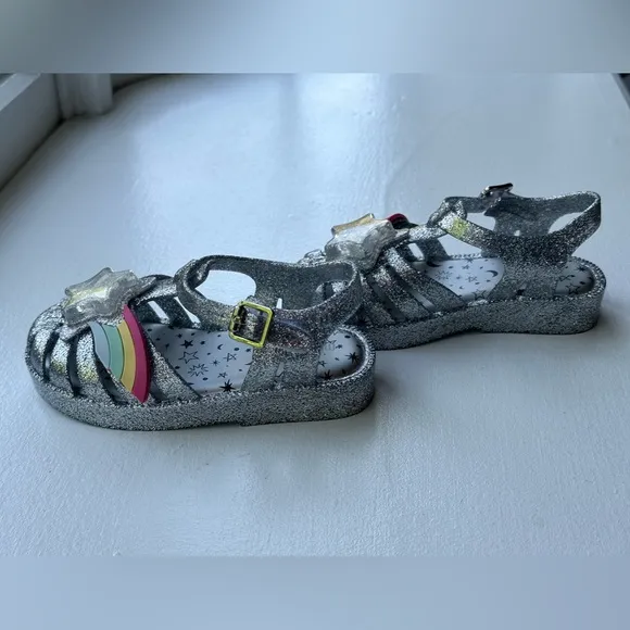 Mini Melissa Possession II Sandals - Silver Glitter size toddler 9 NWT