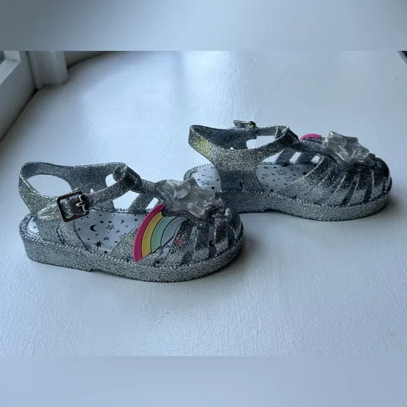 Mini Melissa Possession II Sandals - Silver Glitter size toddler 9 NWT