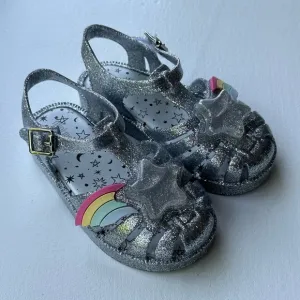 Mini Melissa Possession II Sandals - Silver Glitter size toddler 9 NWT