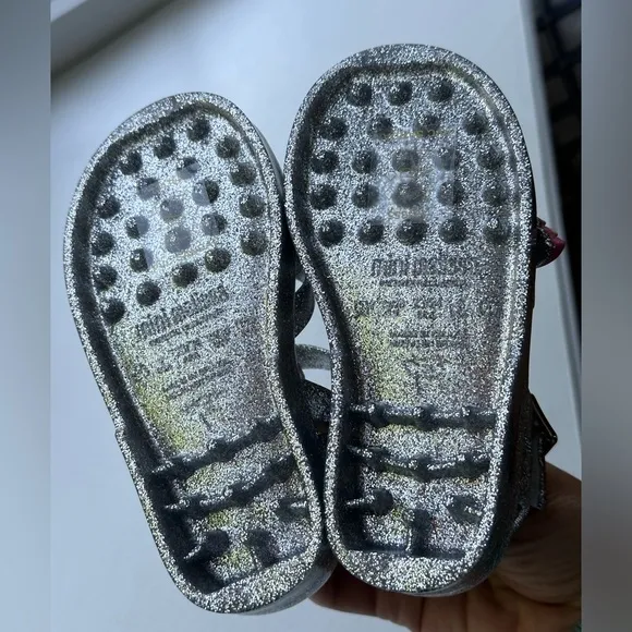 Mini Melissa Possession II Sandals - Silver Glitter size toddler 9 NWT