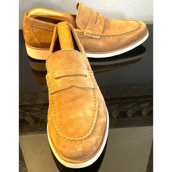 Moretti Gold Label 'Roseville' Men's Tan Suede Penny Loafers - Size 10D
