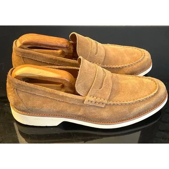 Moretti Gold Label 'Roseville' Men's Tan Suede Penny Loafers - Size 10D