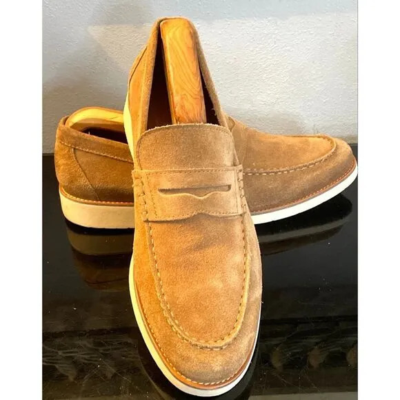 Moretti Gold Label 'Roseville' Men's Tan Suede Penny Loafers - Size 10D