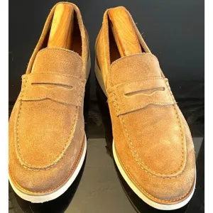 Moretti Gold Label 'Roseville' Men's Tan Suede Penny Loafers - Size 10D