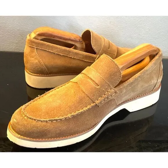 Moretti Gold Label 'Roseville' Men's Tan Suede Penny Loafers - Size 10D