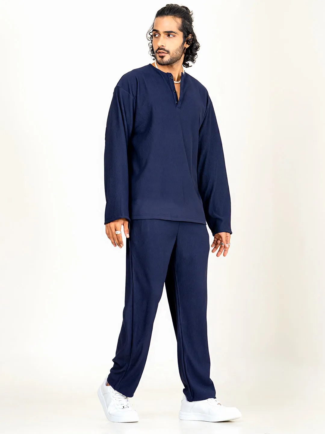 Navy Blue T-Shirt & Pants Co-ord Set