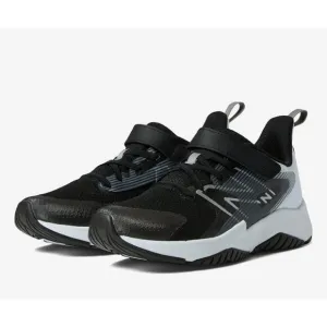 New Balance Kid's Rave Run V2 Bungee Lace Hook Loop Sneakers Sz 8 X-Wide Blk-Whi