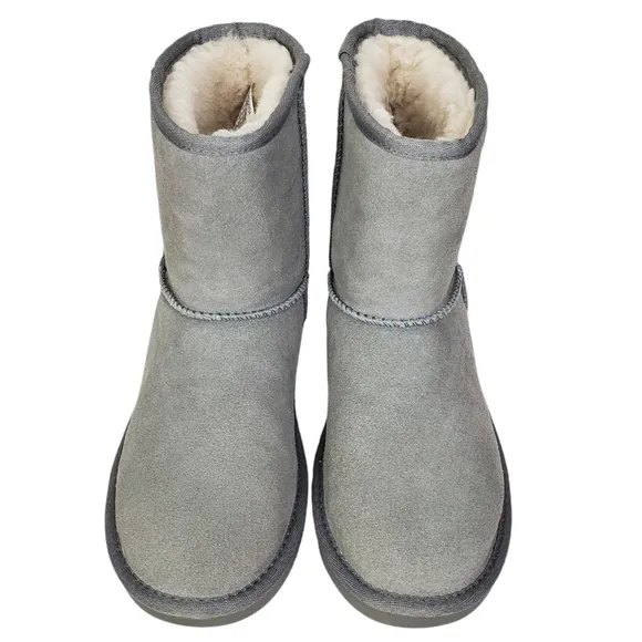 New Koolaburra Ugg girls koola short boots wild dove gray suede faux fur winter
