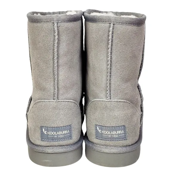 New Koolaburra Ugg girls koola short boots wild dove gray suede faux fur winter