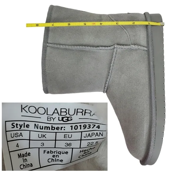 New Koolaburra Ugg girls koola short boots wild dove gray suede faux fur winter