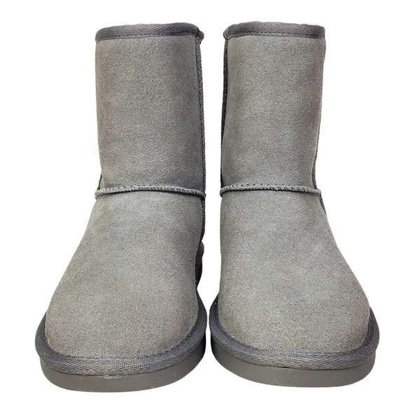 New Koolaburra Ugg girls koola short boots wild dove gray suede faux fur winter