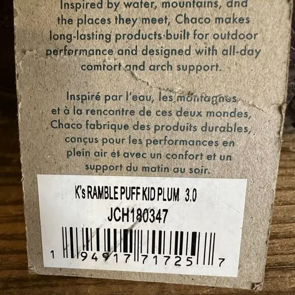 New NWOB Big Kids Chaco‎ Ramble Puff Ankle Outdoor Ankle Boots Booties Size 3 Y