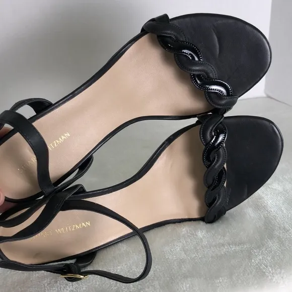 New STUART WEITZMAN Women's Size 11 Black Twistie Stiletto 75 Sandals Heels